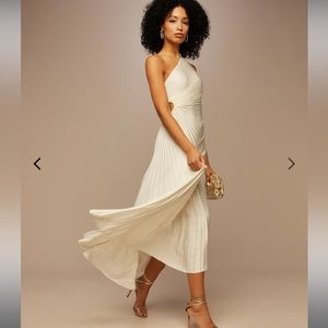 A.L.C. Delfina Pleated Long Asymmetric One Shoulder Dress